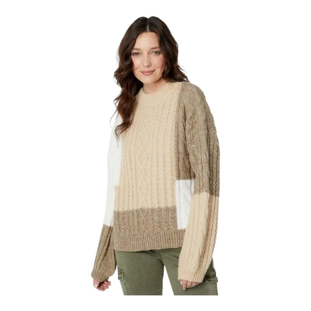 En Saison Baylor Cable Knit Balloon Sleeve Sweater Sz Medium