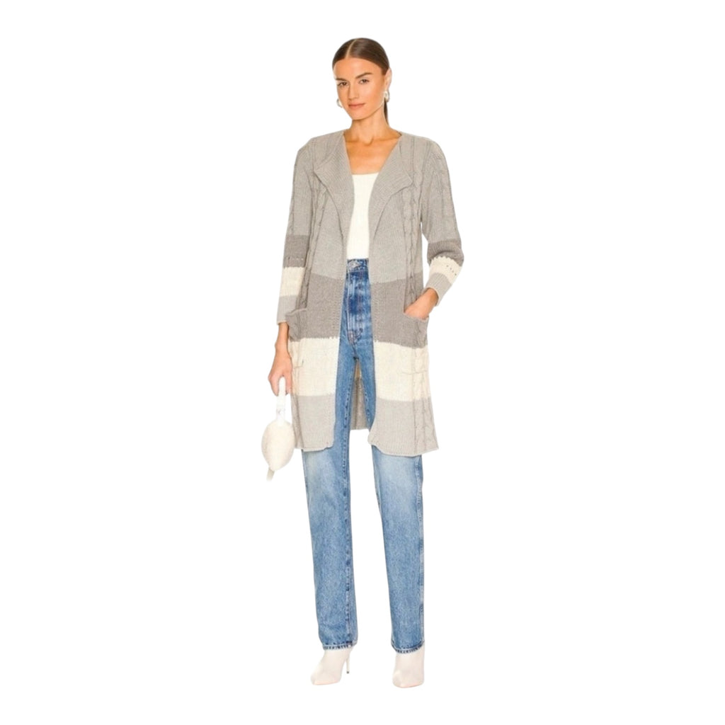 Chaser Cotton Blend Open Front Duster Sweater with Pockets Sz Small