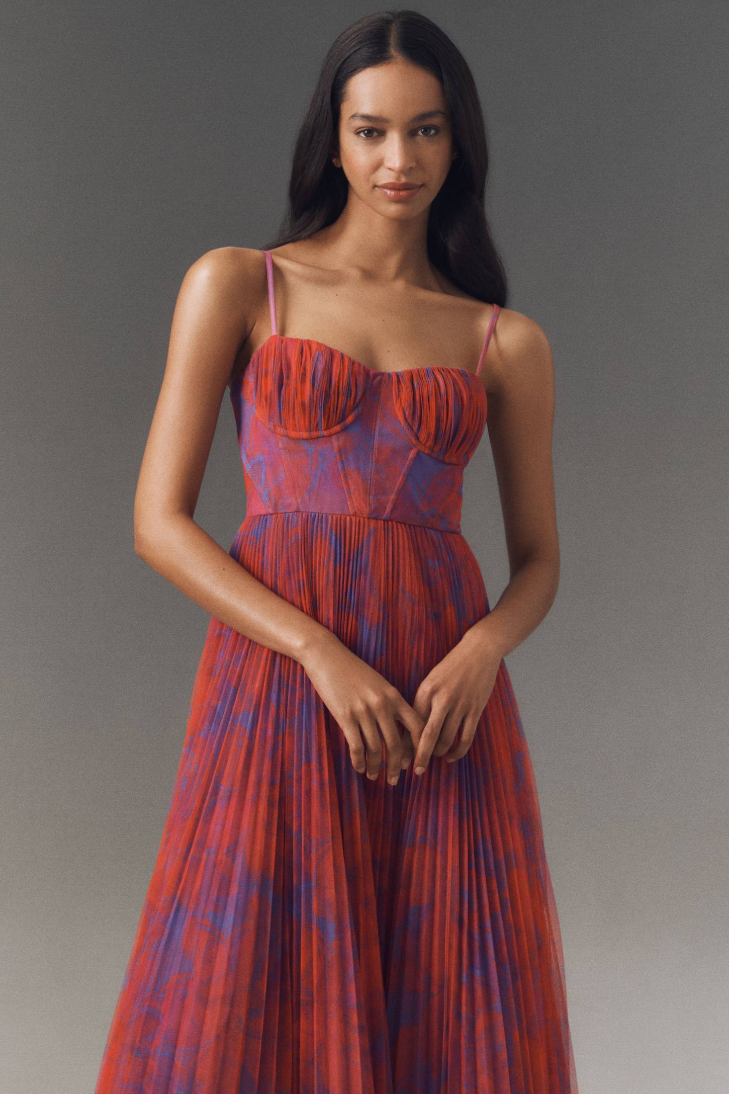 Hutch Amara Bustier Pleated Fit &
Flare Midi Dress
