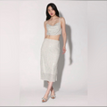 Walter Baker Crista Sequin Side Slit Midi Skirt in Ice Sz 4