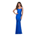 La Femme 28568 Lace Up Back Jersey Mermaid Gown Royal Blue Sz 6
