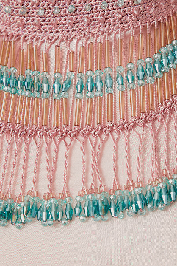 NWT My Beachy Side Emily in Paris Beaded Halter Top Pink Medium $265