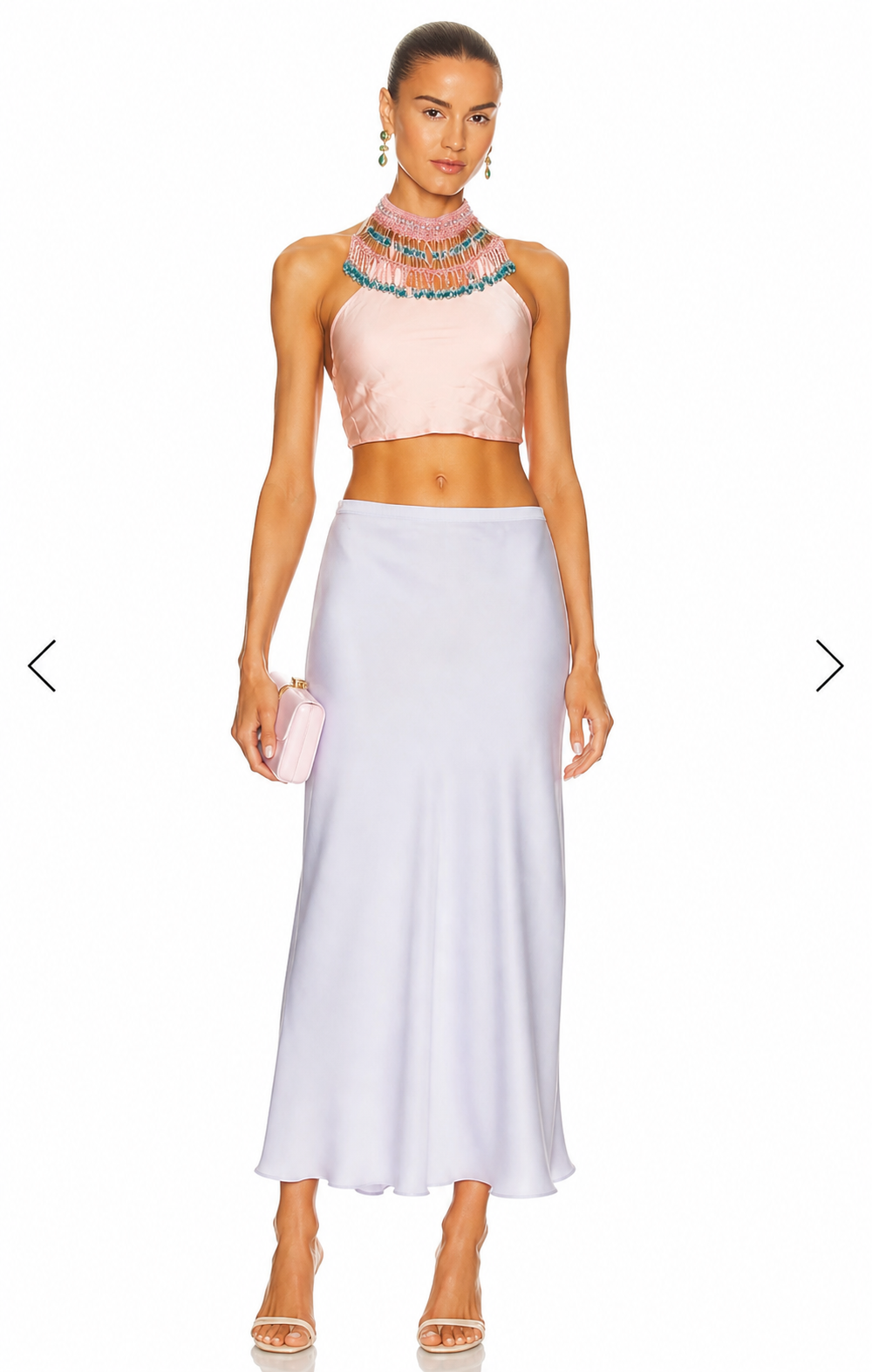 NWT My Beachy Side Emily in Paris Beaded Halter Top Pink Medium $265