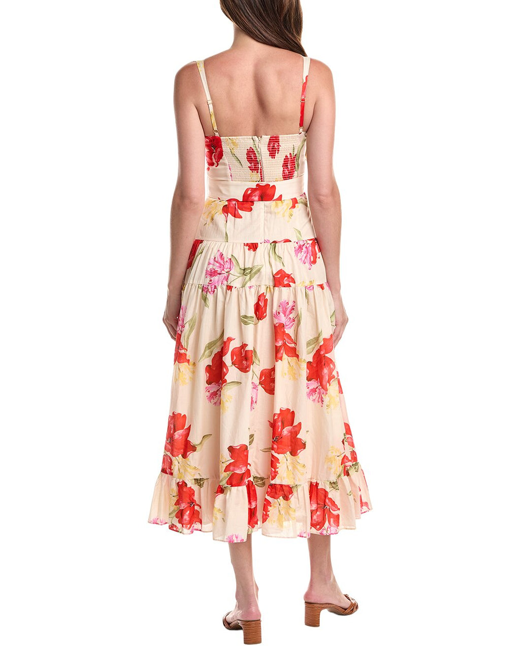 Hutch Klea Midi Dress in watercolor rococo bouquet ivory Sz Small