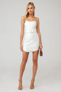 Amanda Uprichard Joss Strapless Mini Dress Bellis White Jacquard Belted Size Medium $238
