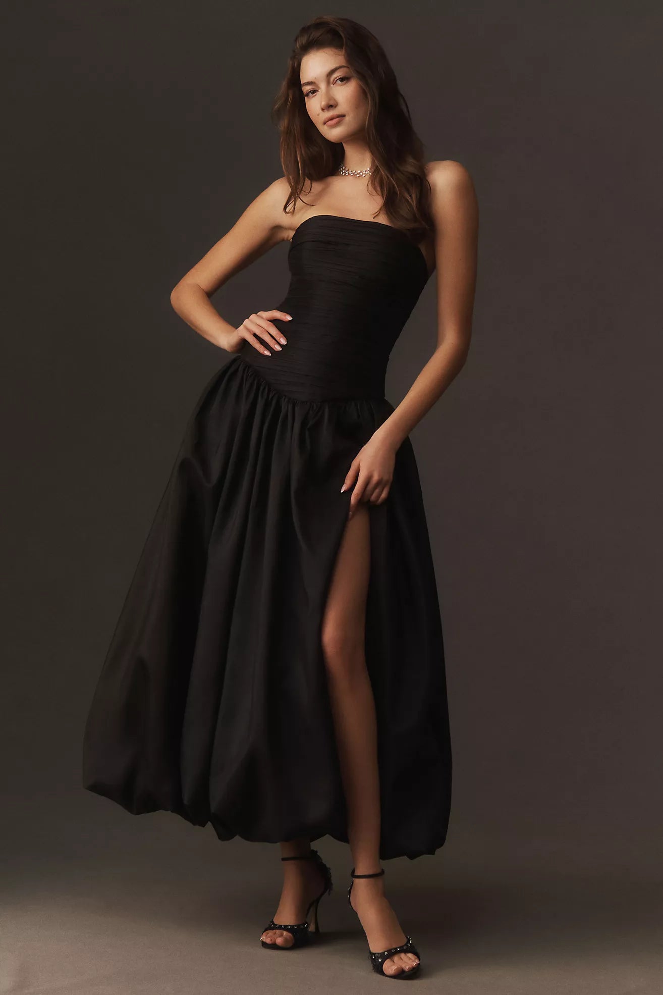 Hutch Georgina Strapless Ruched
Drop-Waist Maxi Dress Black Sz 4