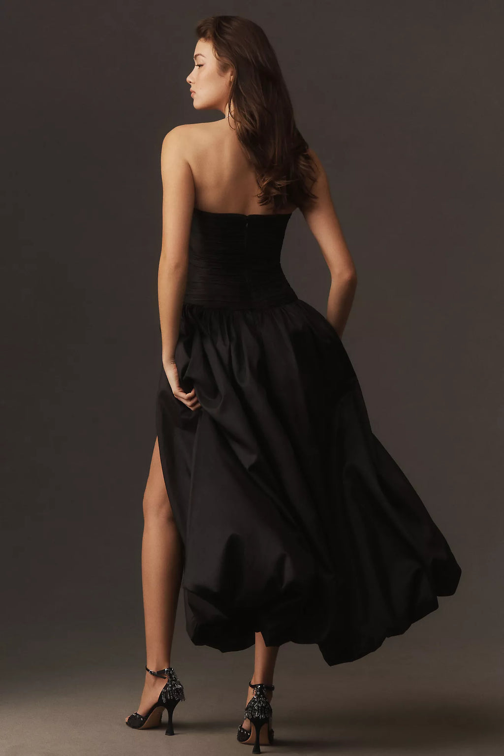 Hutch Georgina Strapless Ruched
Drop-Waist Maxi Dress Black Sz 4