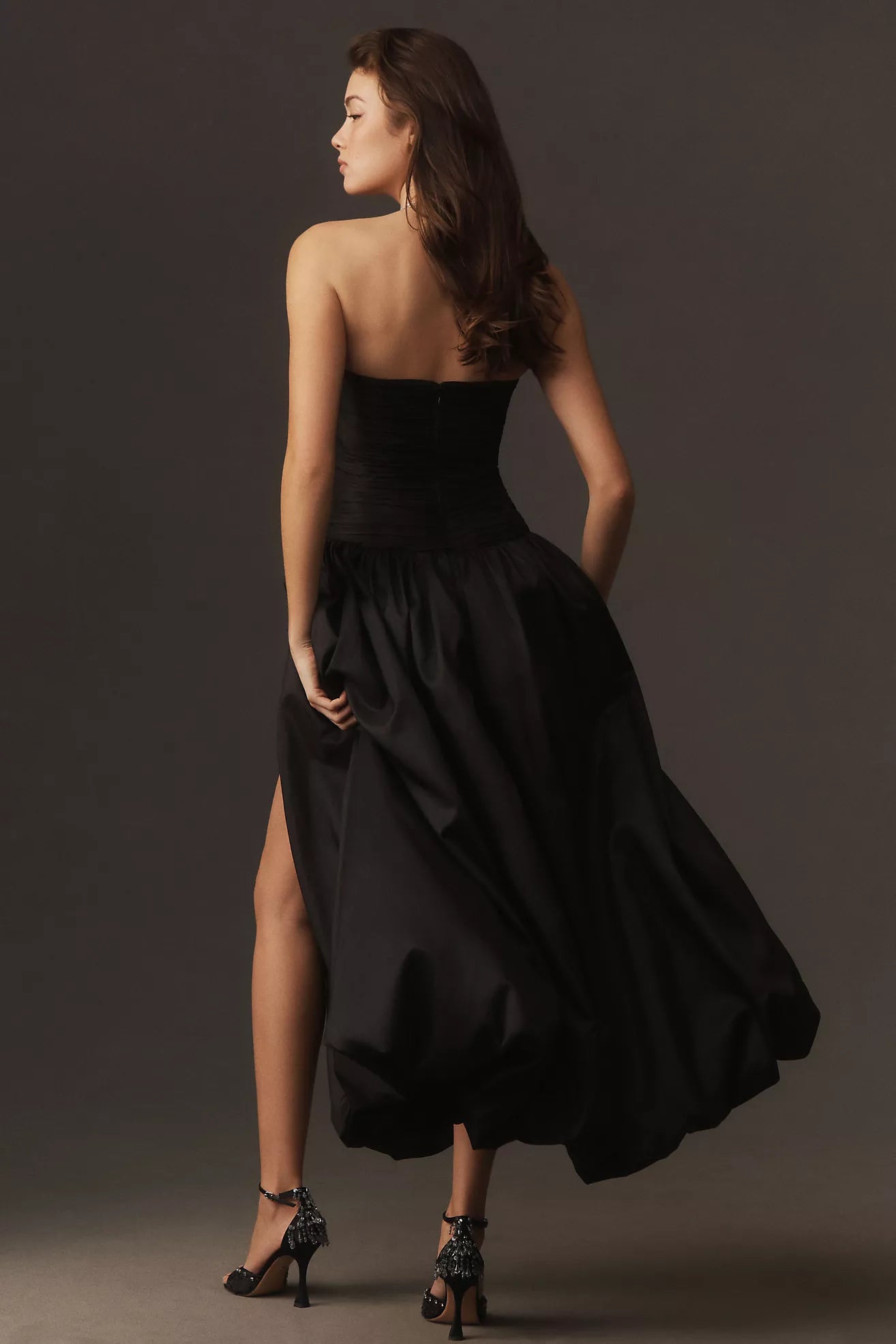 Hutch Georgina Strapless Ruched
Drop-Waist Maxi Dress Black Sz 4