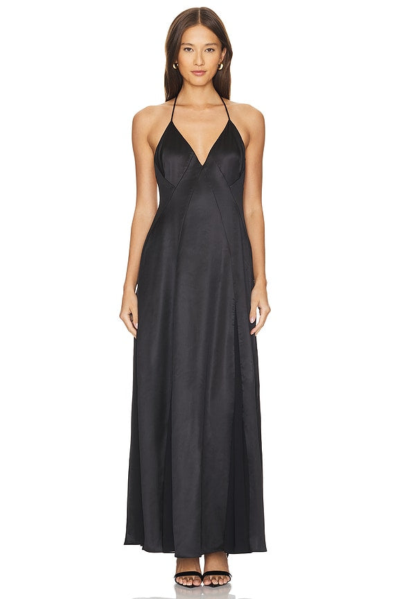 Line & Dot Dreaming Maxi Dress in Black Sz Small $168