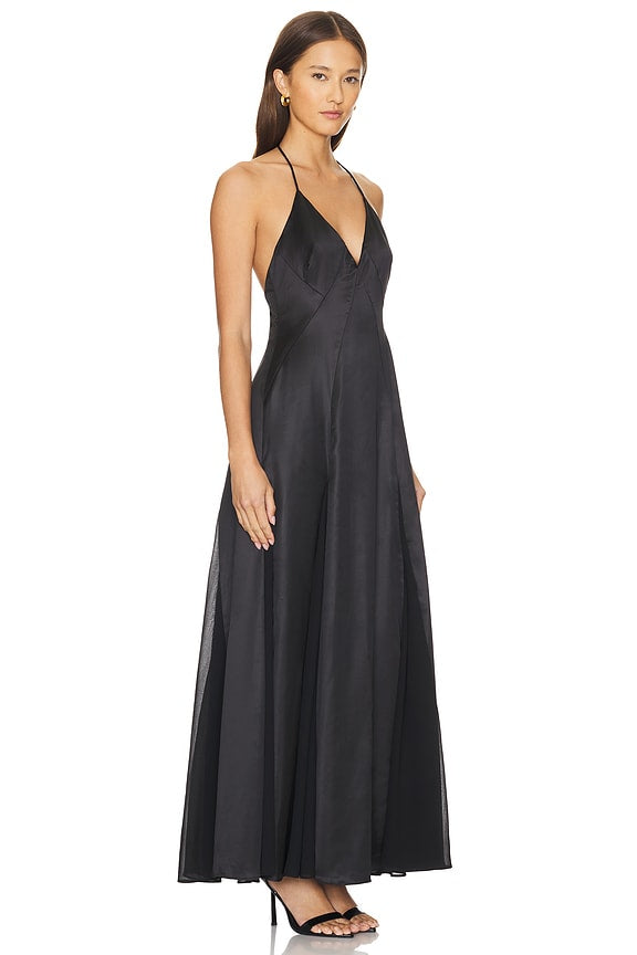 Line & Dot Dreaming Maxi Dress in Black Sz Small $168