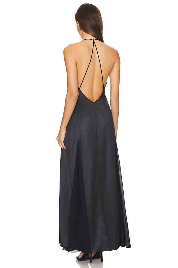 Line & Dot Dreaming Maxi Dress in Black Sz Small $168
