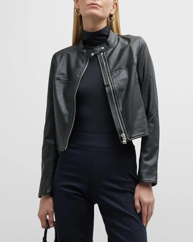 SPANX Leather-Like Moto Jacket Luxe Black Size Small
