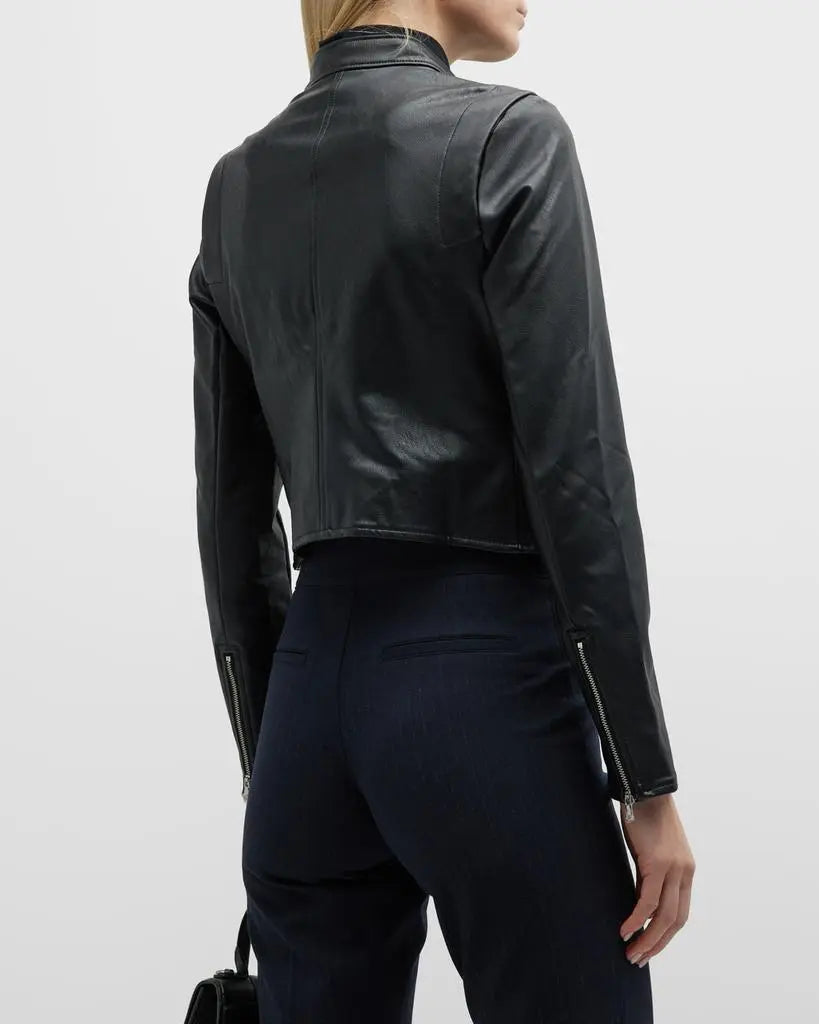 SPANX Leather-Like Moto Jacket Luxe Black Size Small
