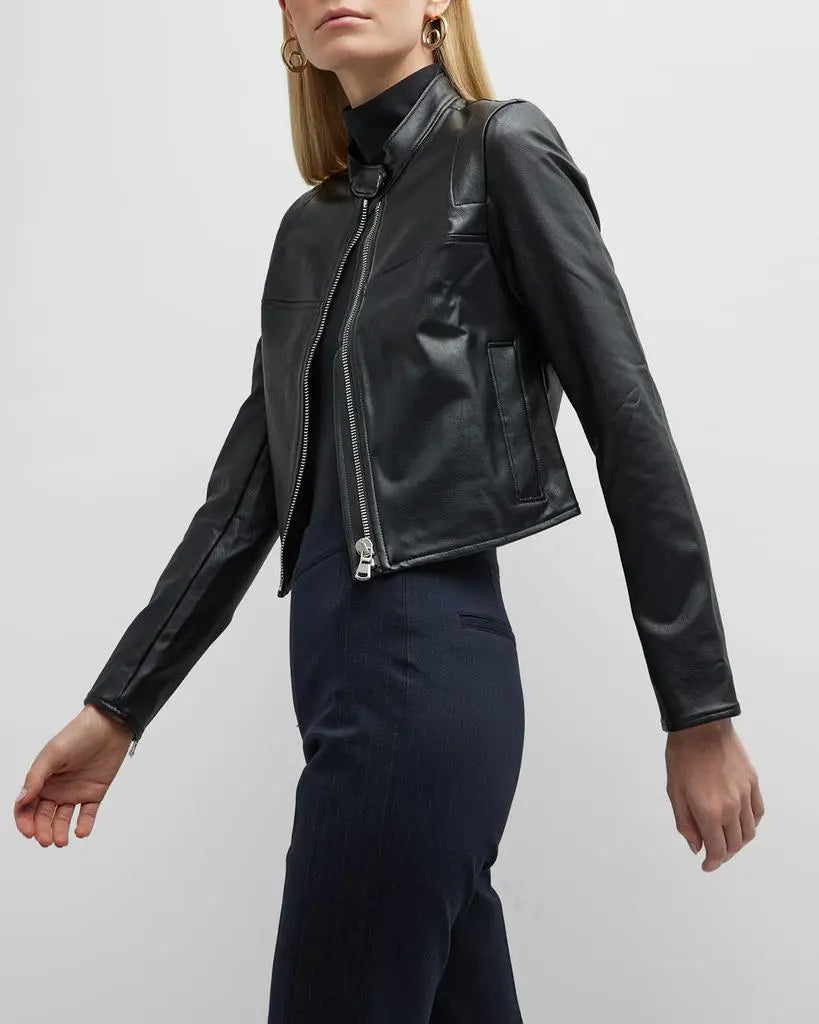 SPANX Leather-Like Moto Jacket Luxe Black Size Small