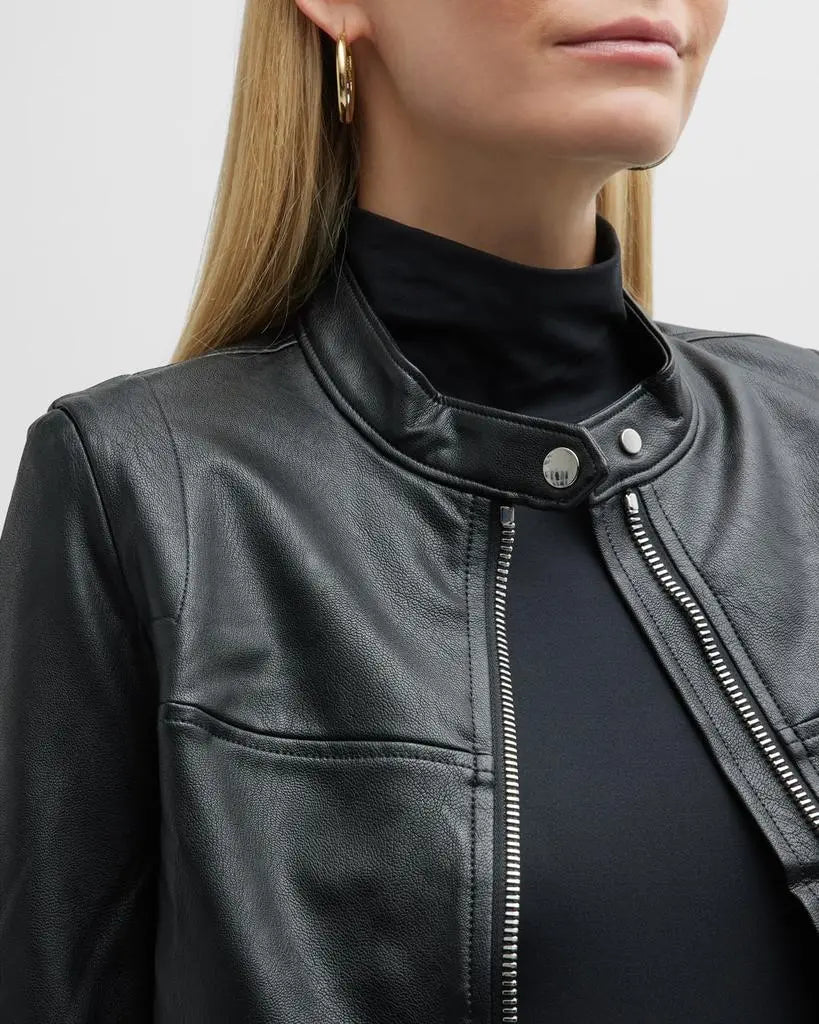 SPANX Leather-Like Moto Jacket Luxe Black Size Small