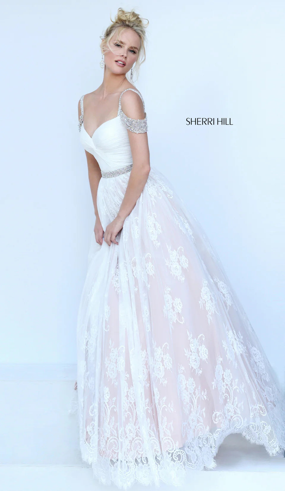 Sherri Hill 50595 Ivory Lace Ball Gown NWT Size 12 $750