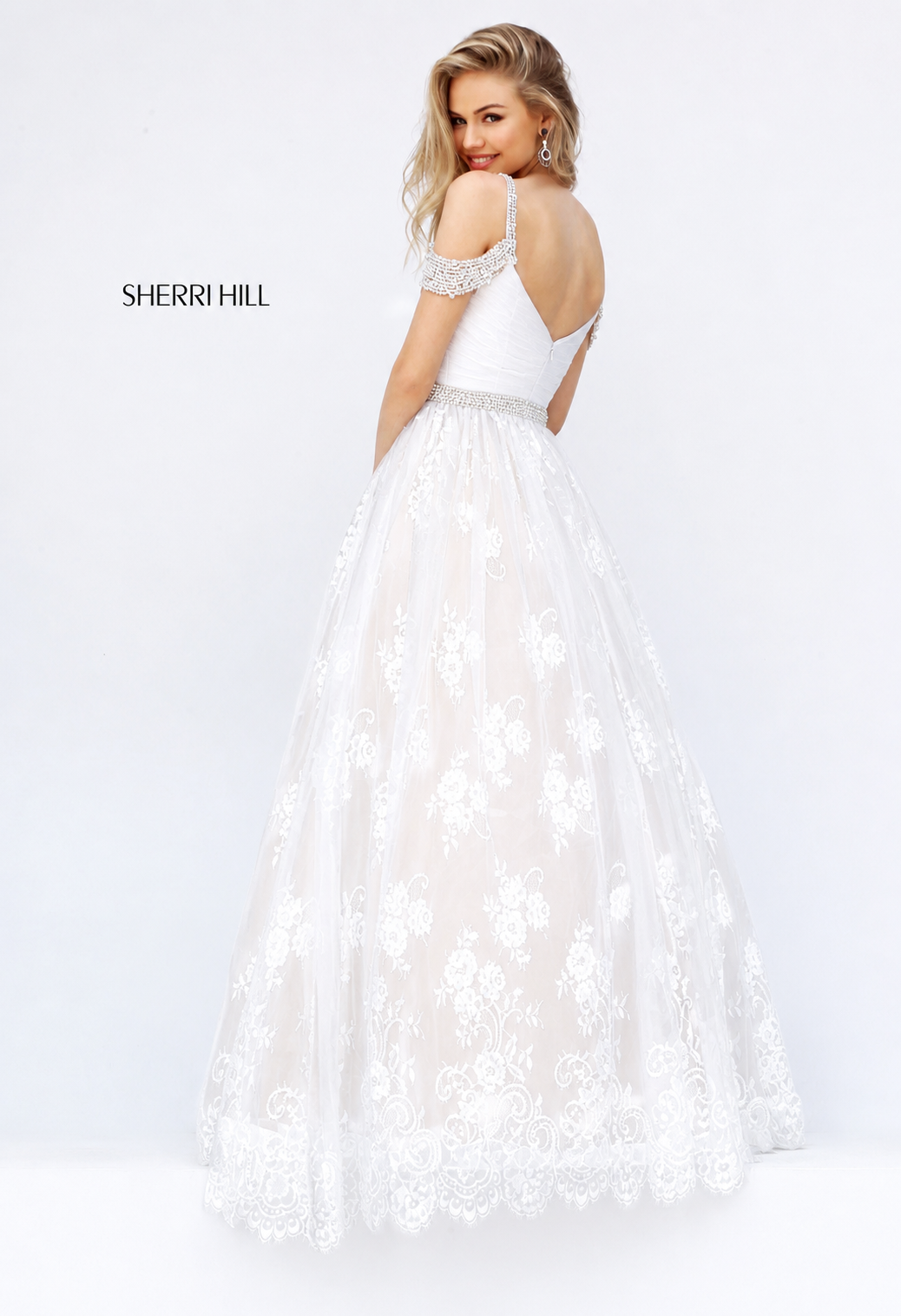 Sherri Hill 50595 Ivory Lace Ball Gown NWT Size 12 $750