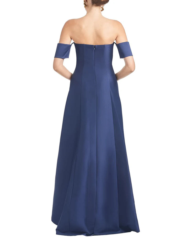 Sachin & Babi Agyness Blue Hi-Lo Strapless Gown NWT Size 0 Stretch Mikado $795