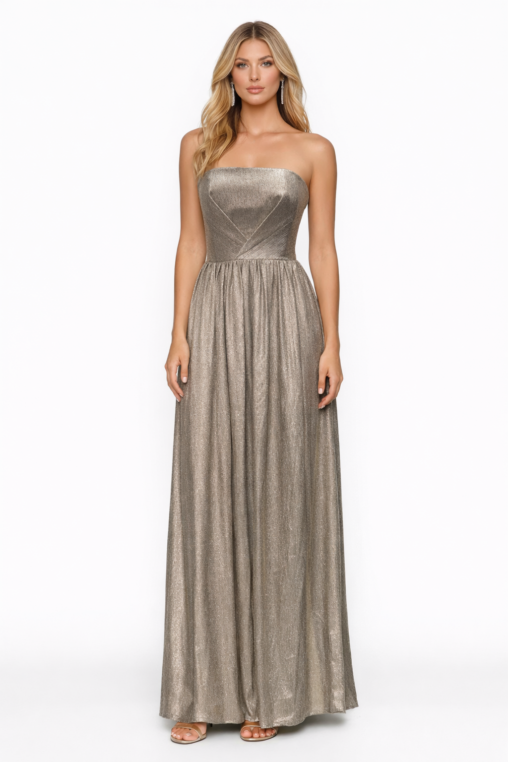 Dress the Population Gold Corset Boning Long Gown Dress Size Small $248