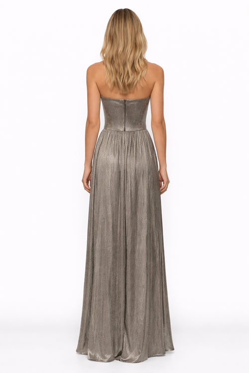 Dress the Population Gold Corset Boning Long Gown Dress Size Small $248