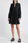 Nation Los Angeles Ariana Pintuck Long Sleeve Organic Cotton Dress Medium $185