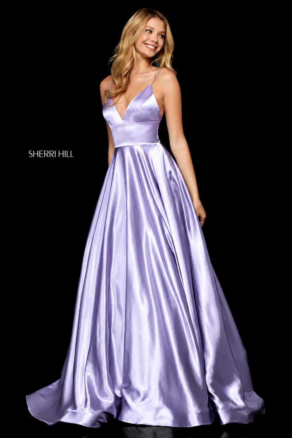 Sherri Hill 52195 Lilac Silk Charmeuse A-Line Prom Gown Size 6 $450