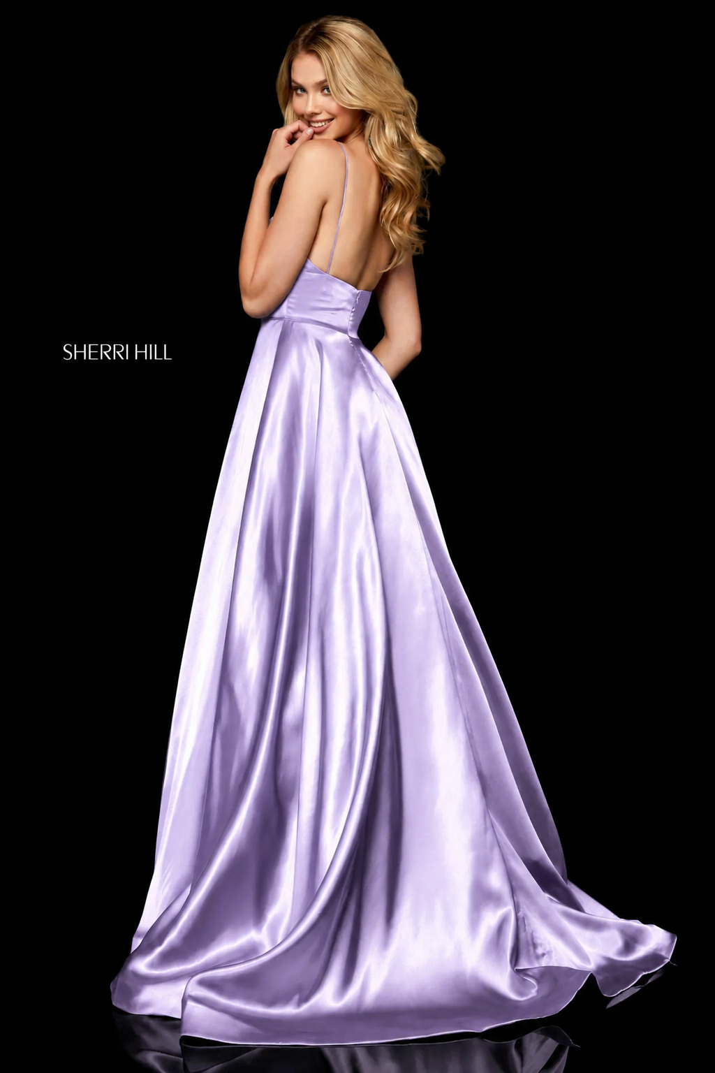 Sherri Hill 52195 Lilac Silk Charmeuse A-Line Prom Gown Size 6 $450