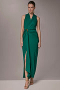 Donna Karan New York Sleeveless Wrap V-Neck Gown – NWT – Size 12 – Lawn Green