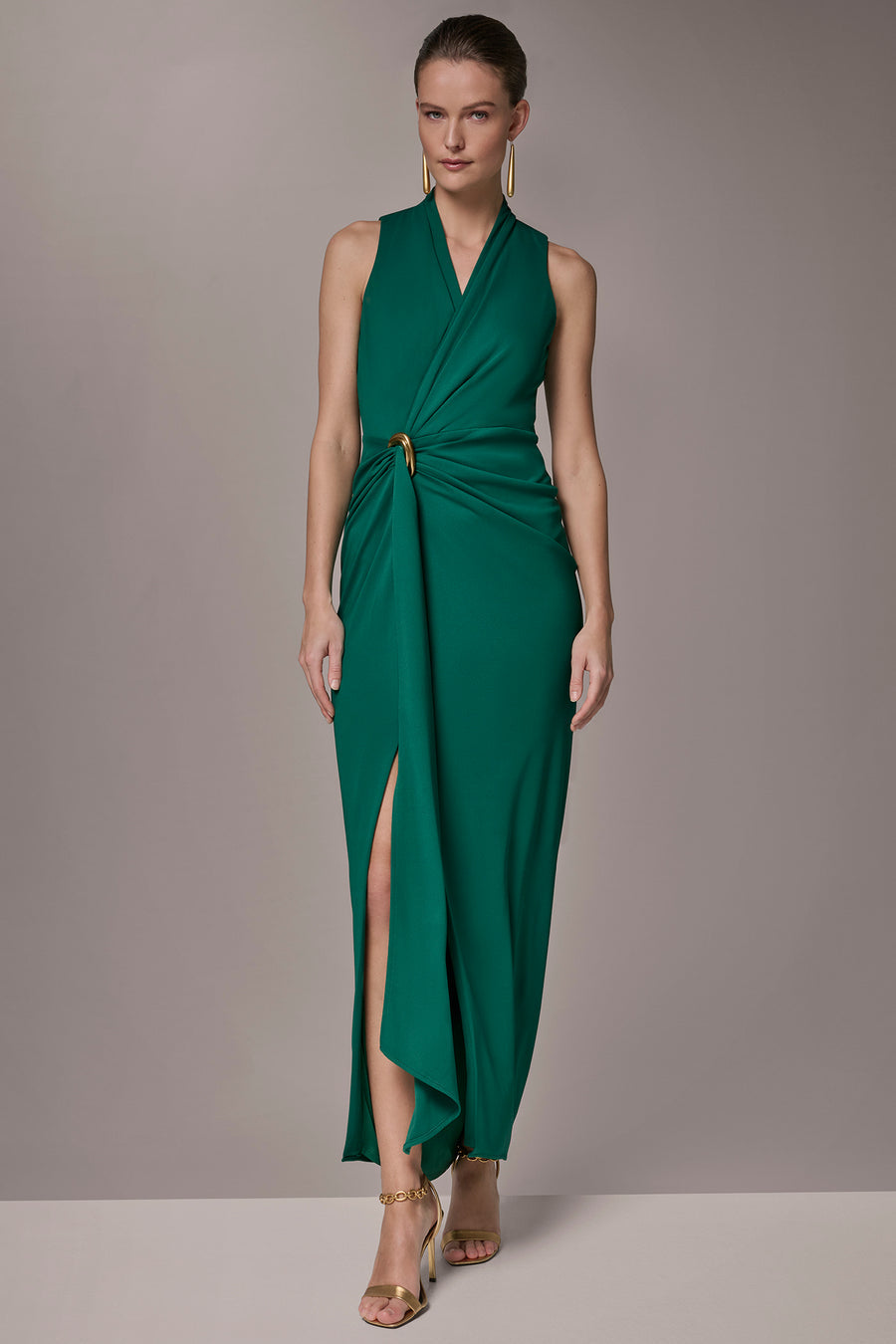 Donna Karan New York Sleeveless Wrap V-Neck Gown – NWT – Size 12 – Lawn Green