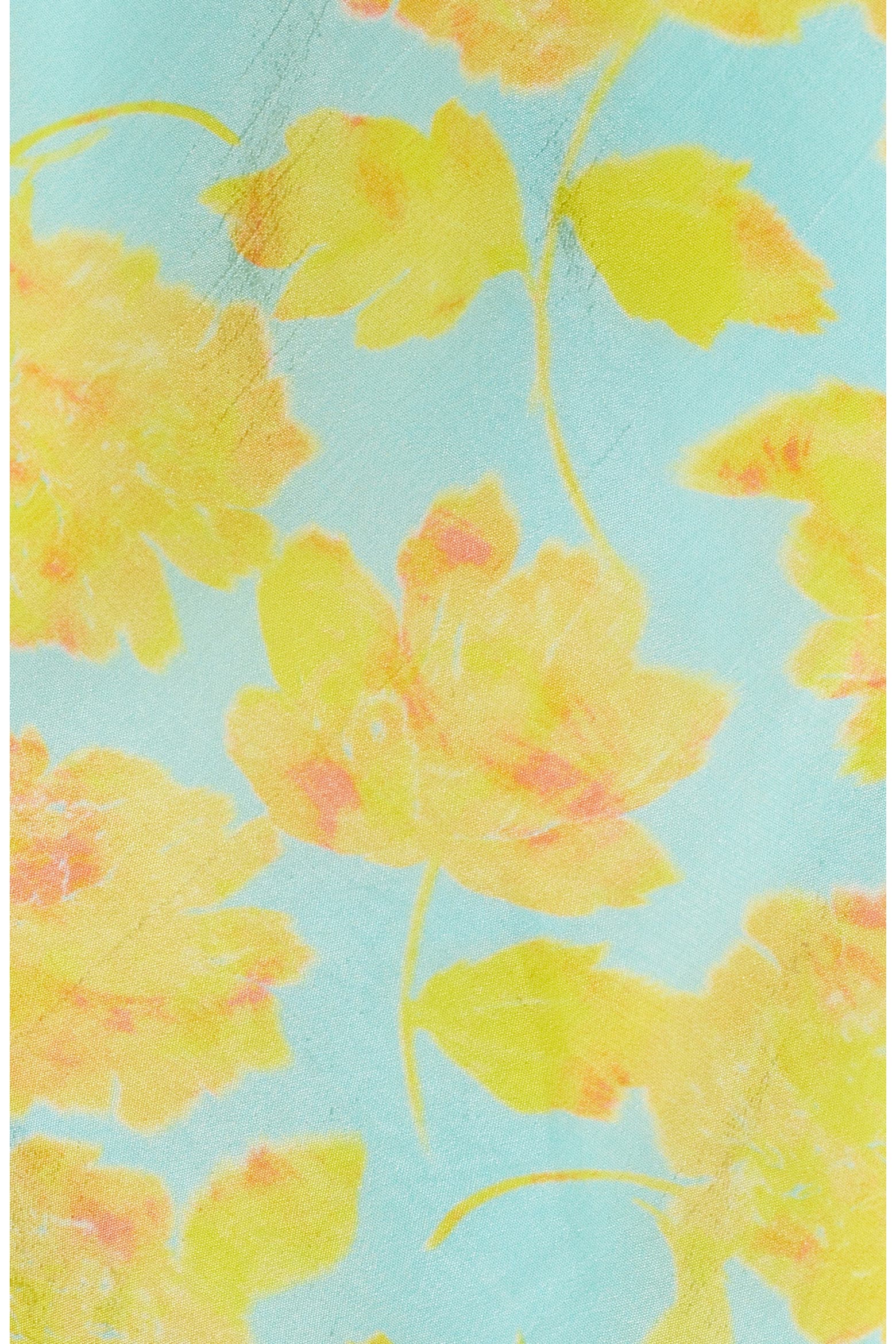 Amanda Uprichard Selah Floral Print Tie Waist Mini Dress Yellow Blue NWT Size Large