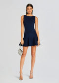 Retrofete 'Audrina' Metallic Navy Rayon Knit Dress Size Large $348