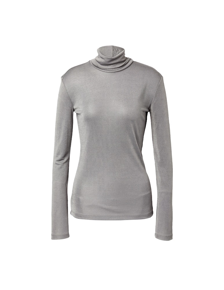 Max Mara Leisure FABIAN Shiny Jersey Turtleneck Top – Grigio Medio Gray – Size Large