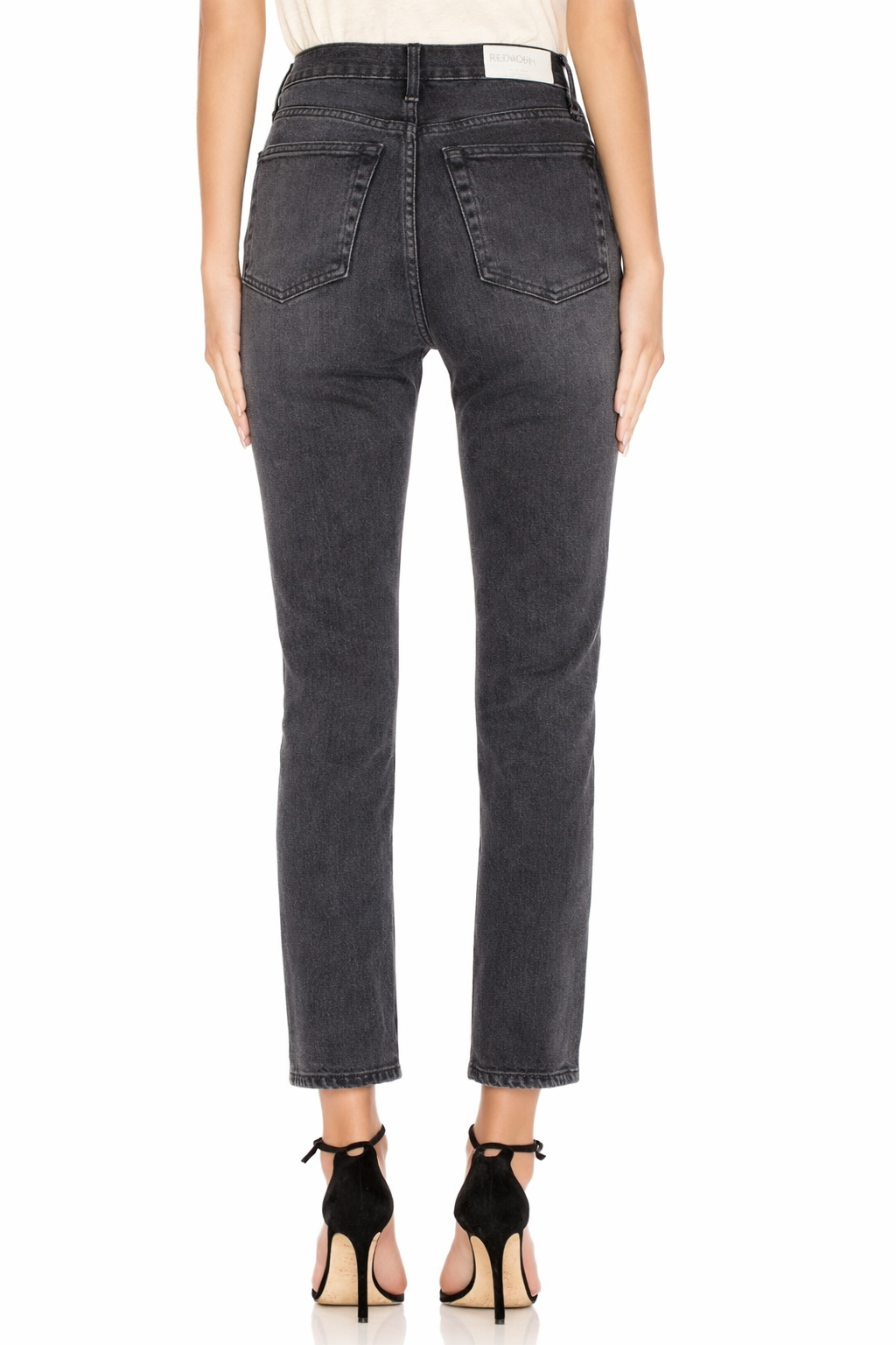 Re/Done Double Needle Crop Jeans in Universal Coal Sz 25 $250