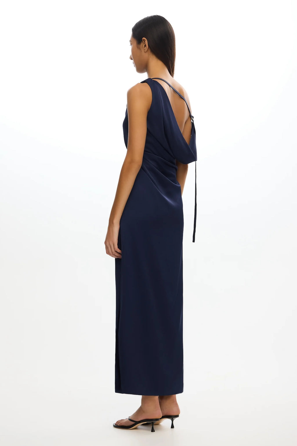 Significant Other Alyssa One-Shoulder Satin Maxi Gown Sapphire Blue Size 12