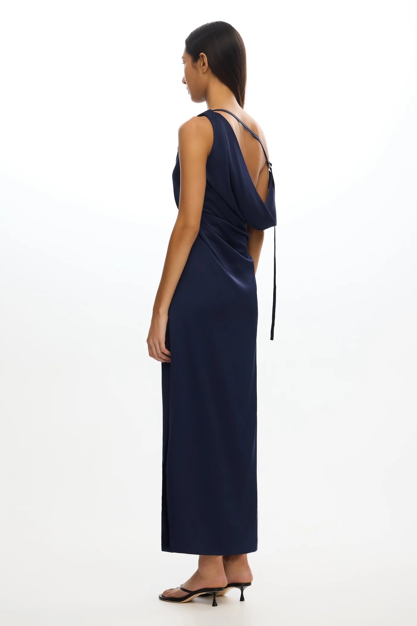 Significant Other Alyssa One-Shoulder Satin Maxi Gown Sapphire Blue Size 12