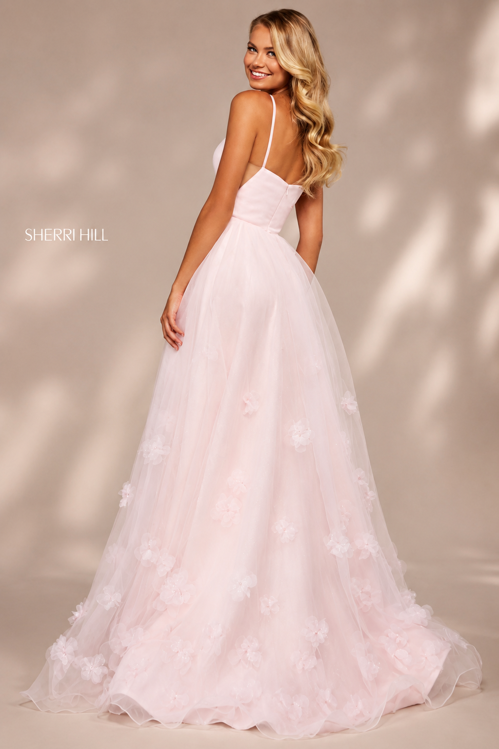 Sherri Hill 53708 Pink Glitter Tulle Formal Gown Size 2 $598