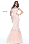 Sherri Hill 51114 Blush Beaded Lace Mermaid Gown Size 6 $918