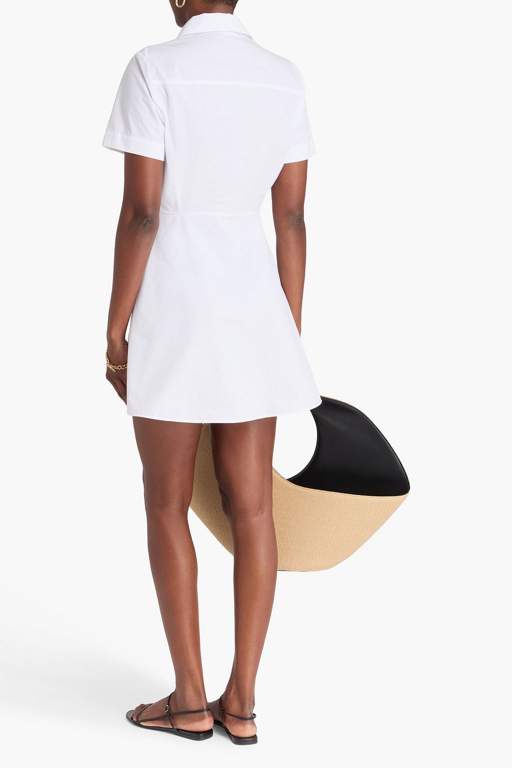 FRAME Flared Cotton Poplin Mini Shirt Dress White Size Small NWT $398