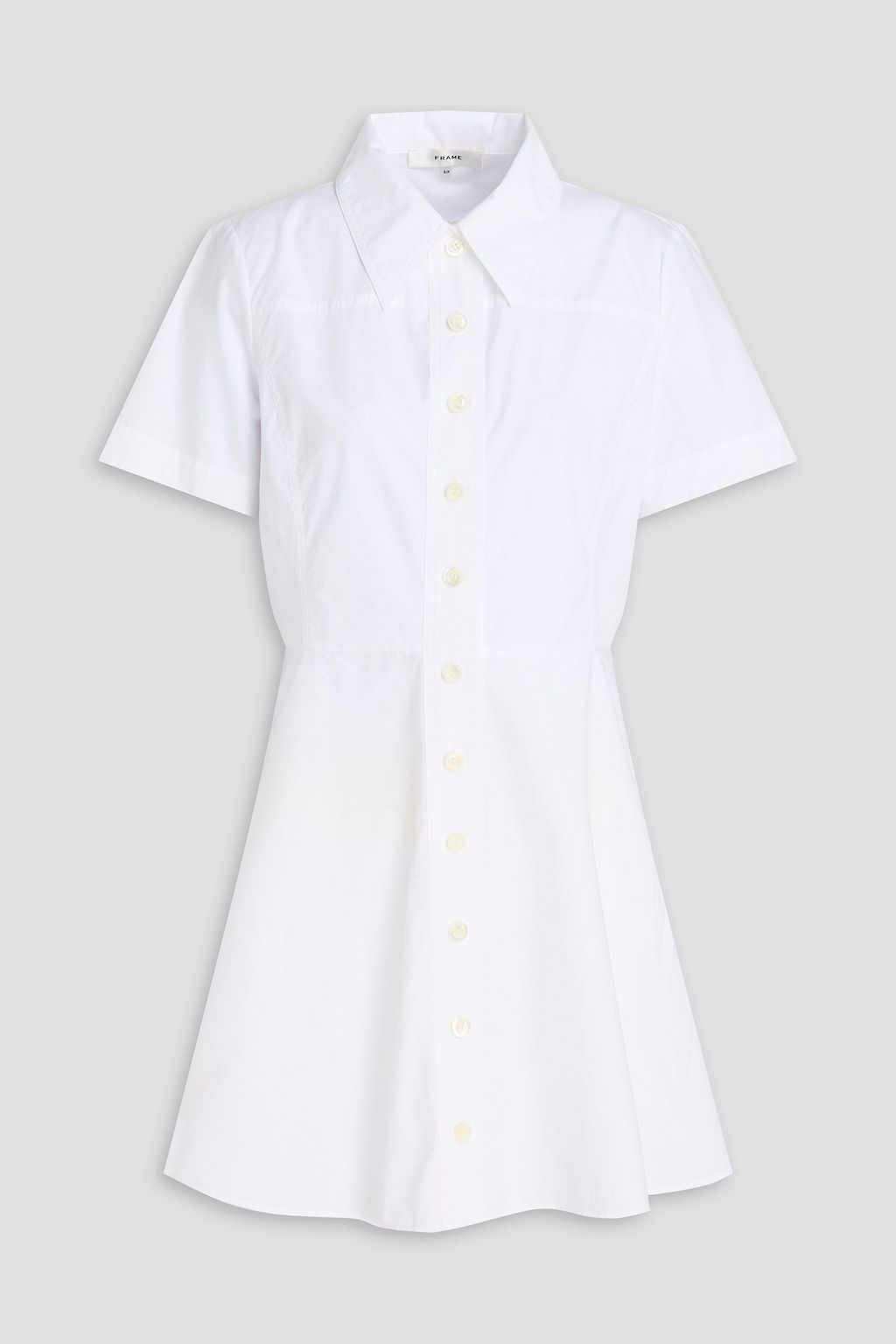FRAME Flared Cotton Poplin Mini Shirt Dress White Size Small NWT $398