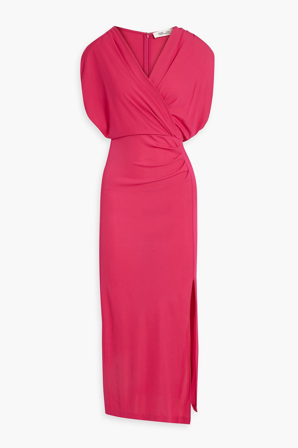 DIANE VON
FURSTENBERG
Williams wrap-effect stretch-jersey midi dress in Fuchsia Sz Small $358