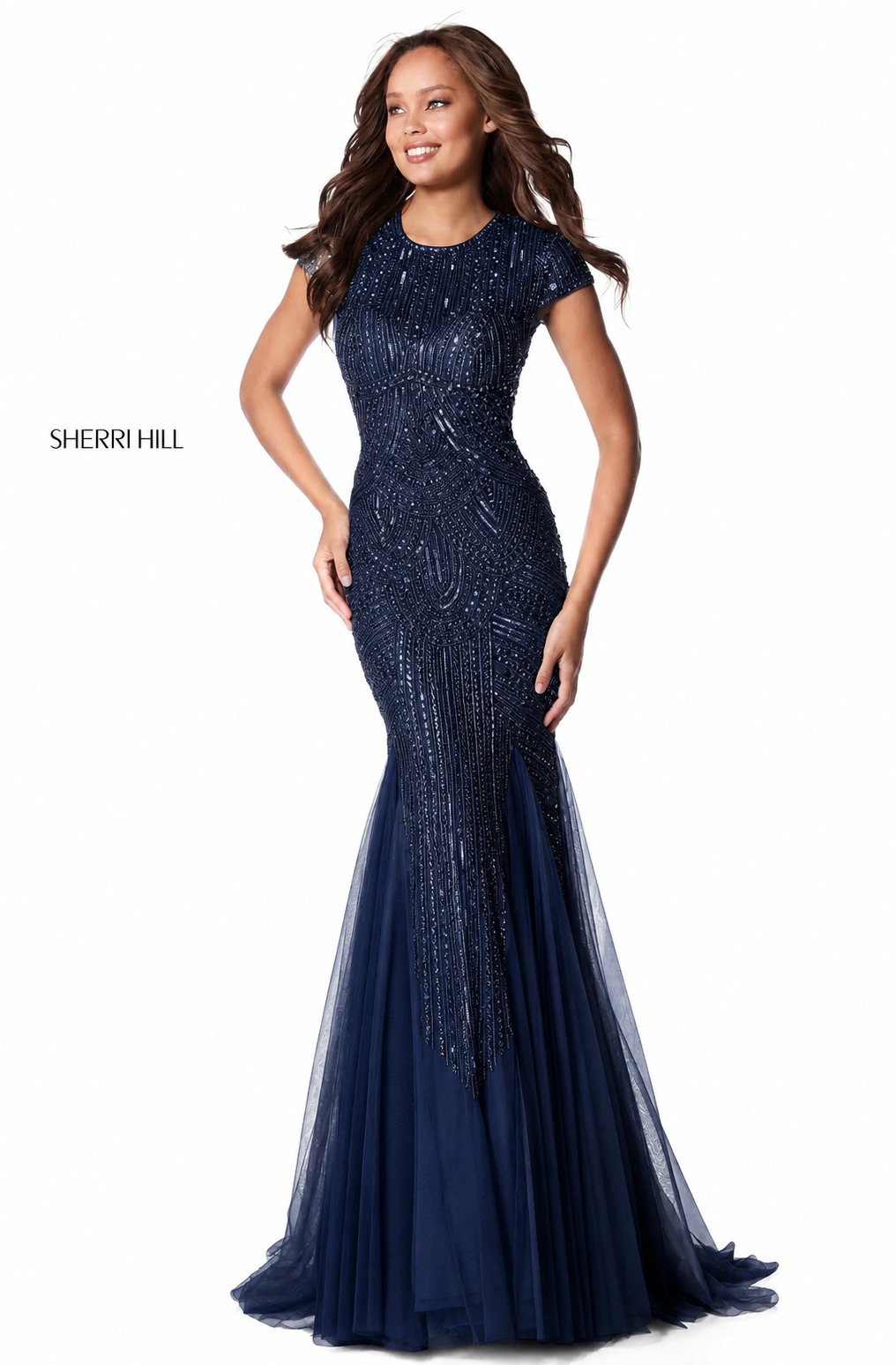 Sherri Hill 51426 Navy Beaded
Mermaid Gown NWT Size 6 $650