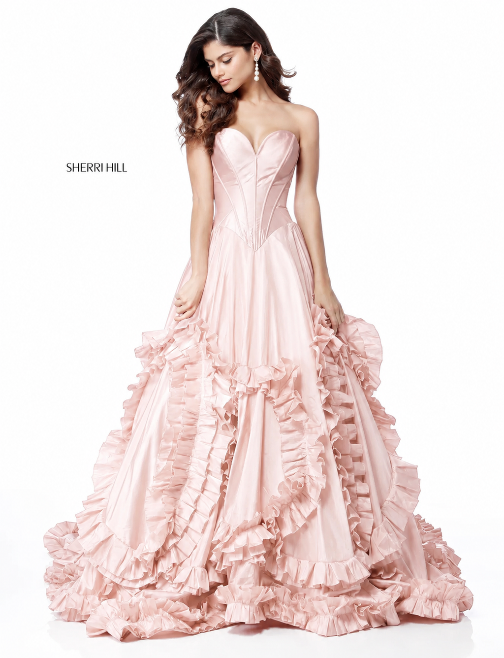 Sherri Hill 51578 Strapless Ruffle Ball Gown Size 2 Retail $598