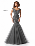 Sherri Hill 51446 Gunmetal Beaded Mermaid Gown Size 2 Retail $798