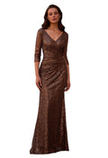 La Femme 29195 Bronze Sequin Ruched Gown Size 14 $515
