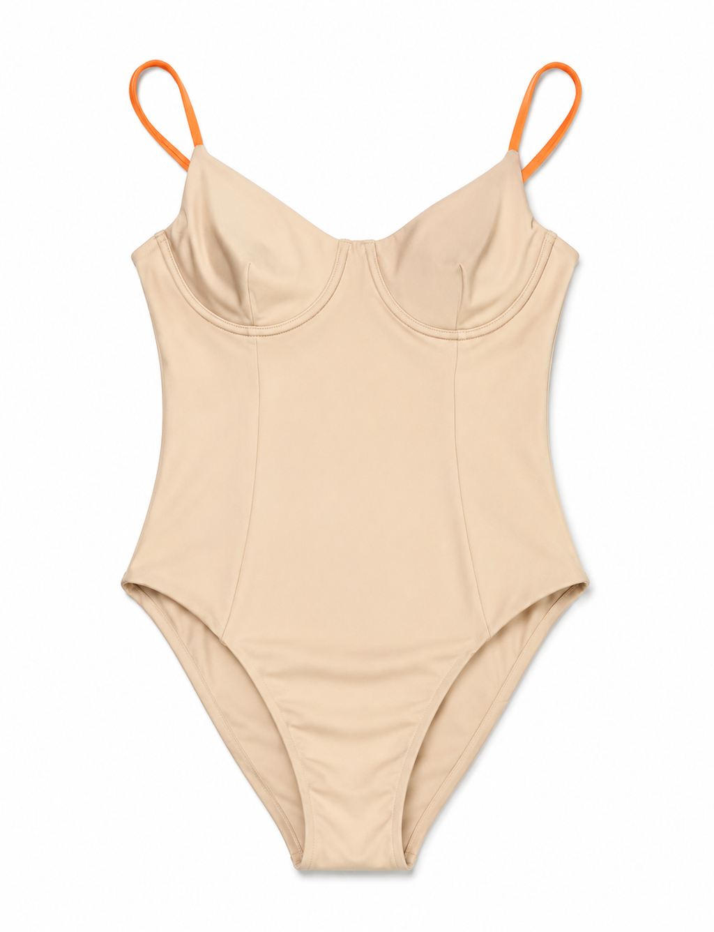 Onia Isabella One-Piece Swimsuit in Tricot Tan Orange Size Large