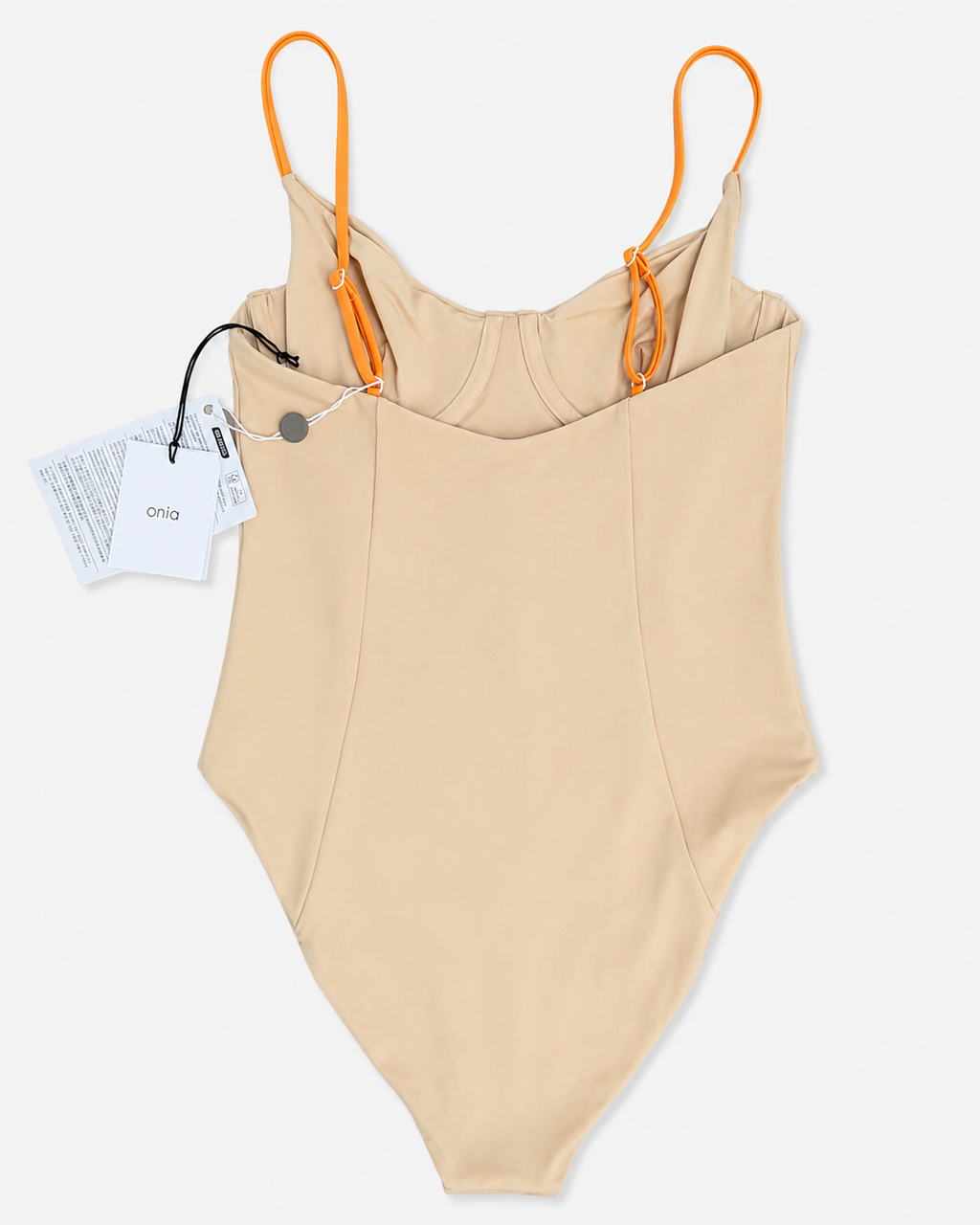 Onia Isabella One-Piece Swimsuit in Tricot Tan Orange Size Large