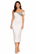 Milly One Shoulder Sequin Accent Midi Dress Size 4 $430