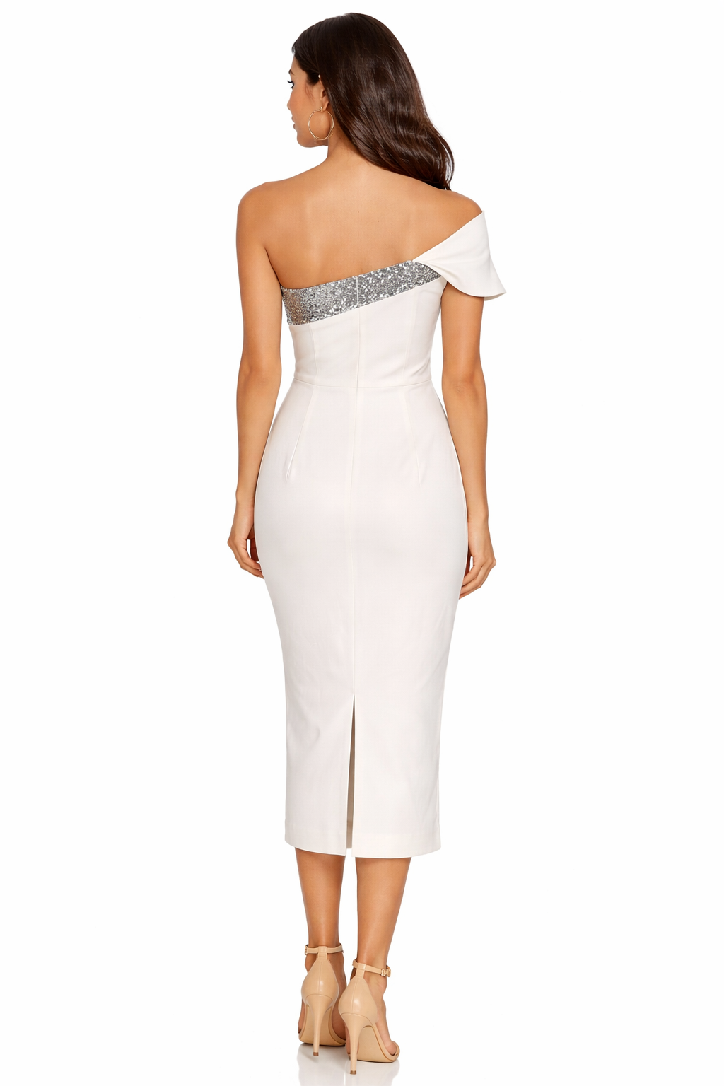 Milly One Shoulder Sequin Accent Midi Dress Size 4 $430