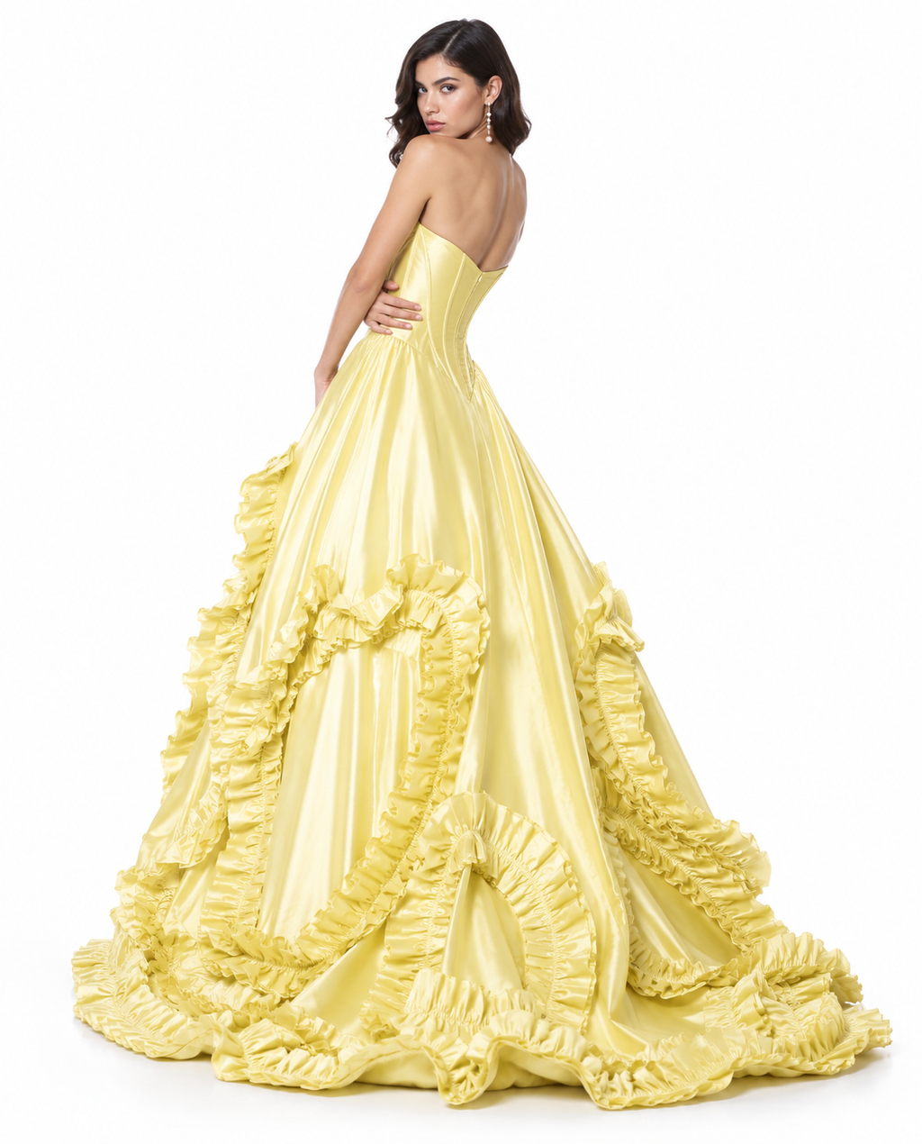 Sherri Hill 51578 Yellow Taffeta Ball Gown Size 6 $598