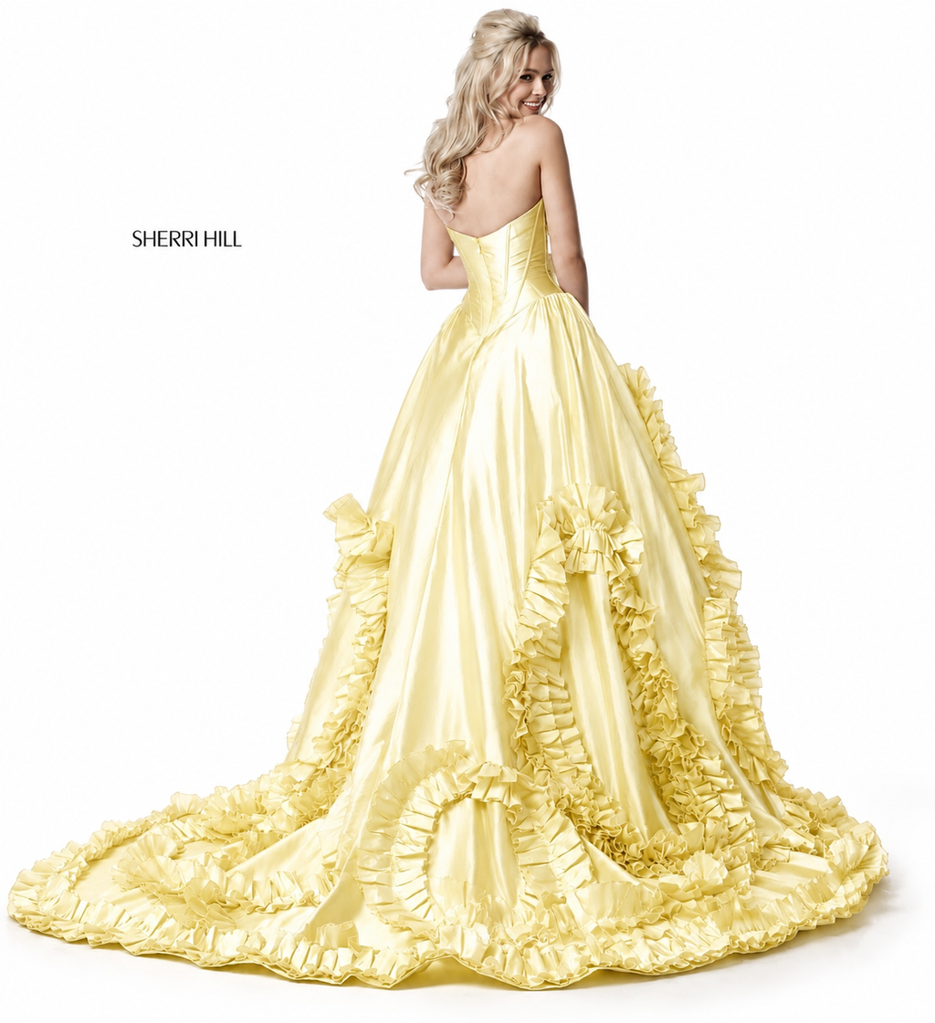 Sherri Hill 51578 Yellow Taffeta Ball Gown Size 6 $598